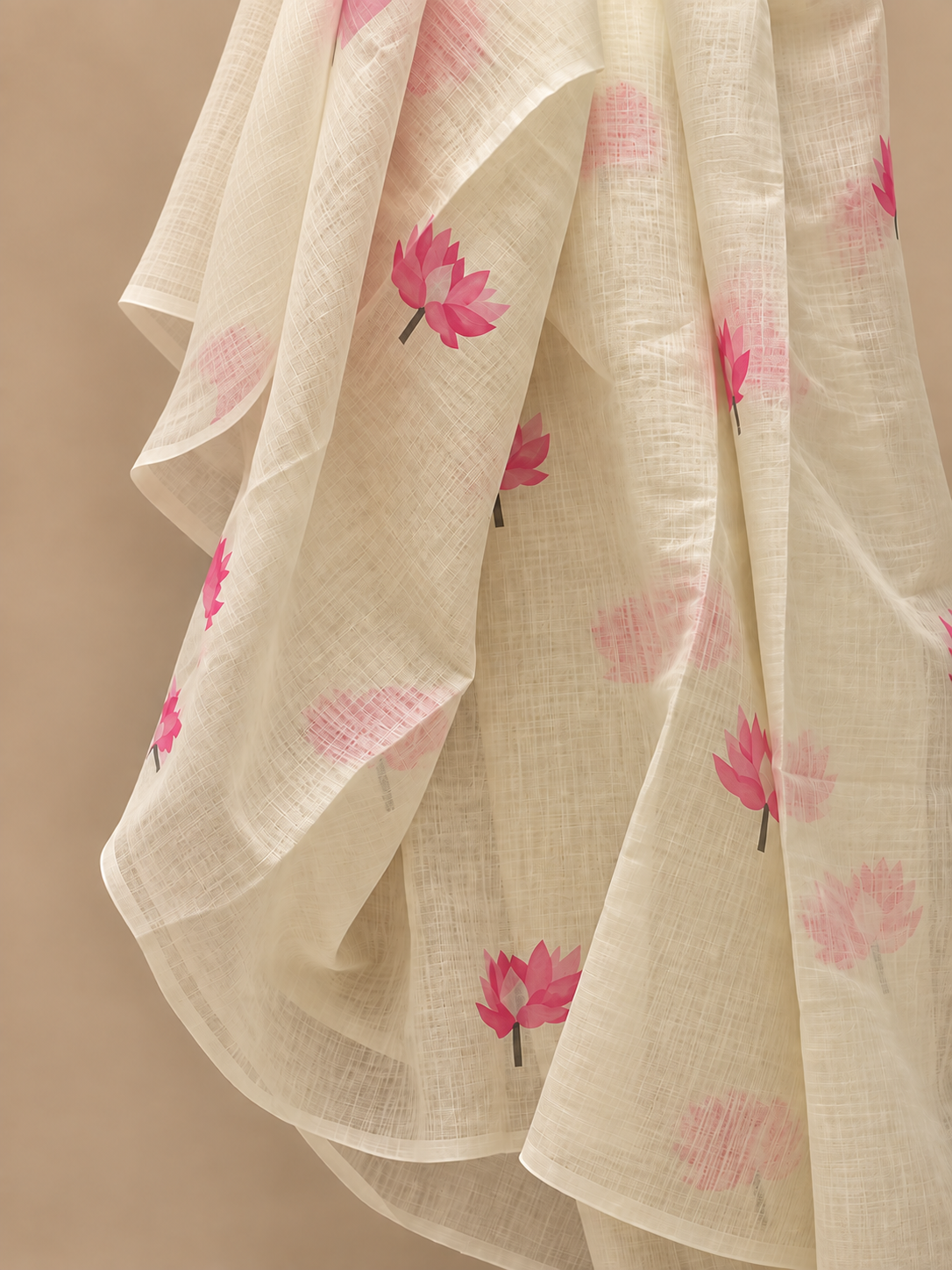 Lotus Motif Cotton Saree