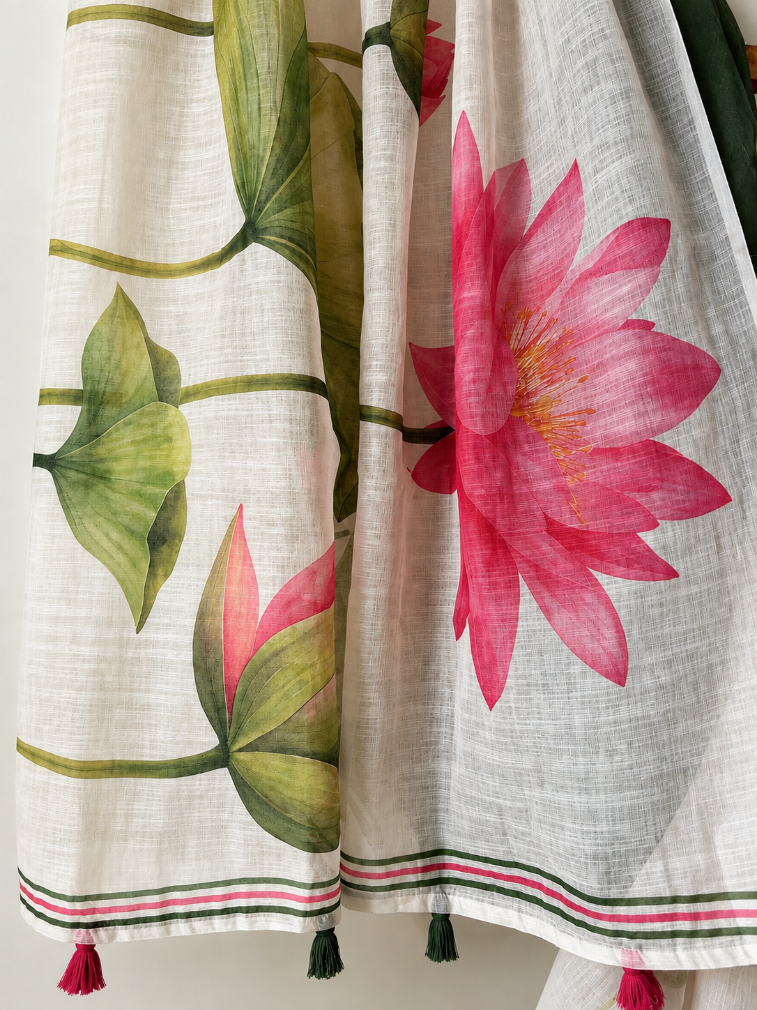 Lotus Print Cotton Saree