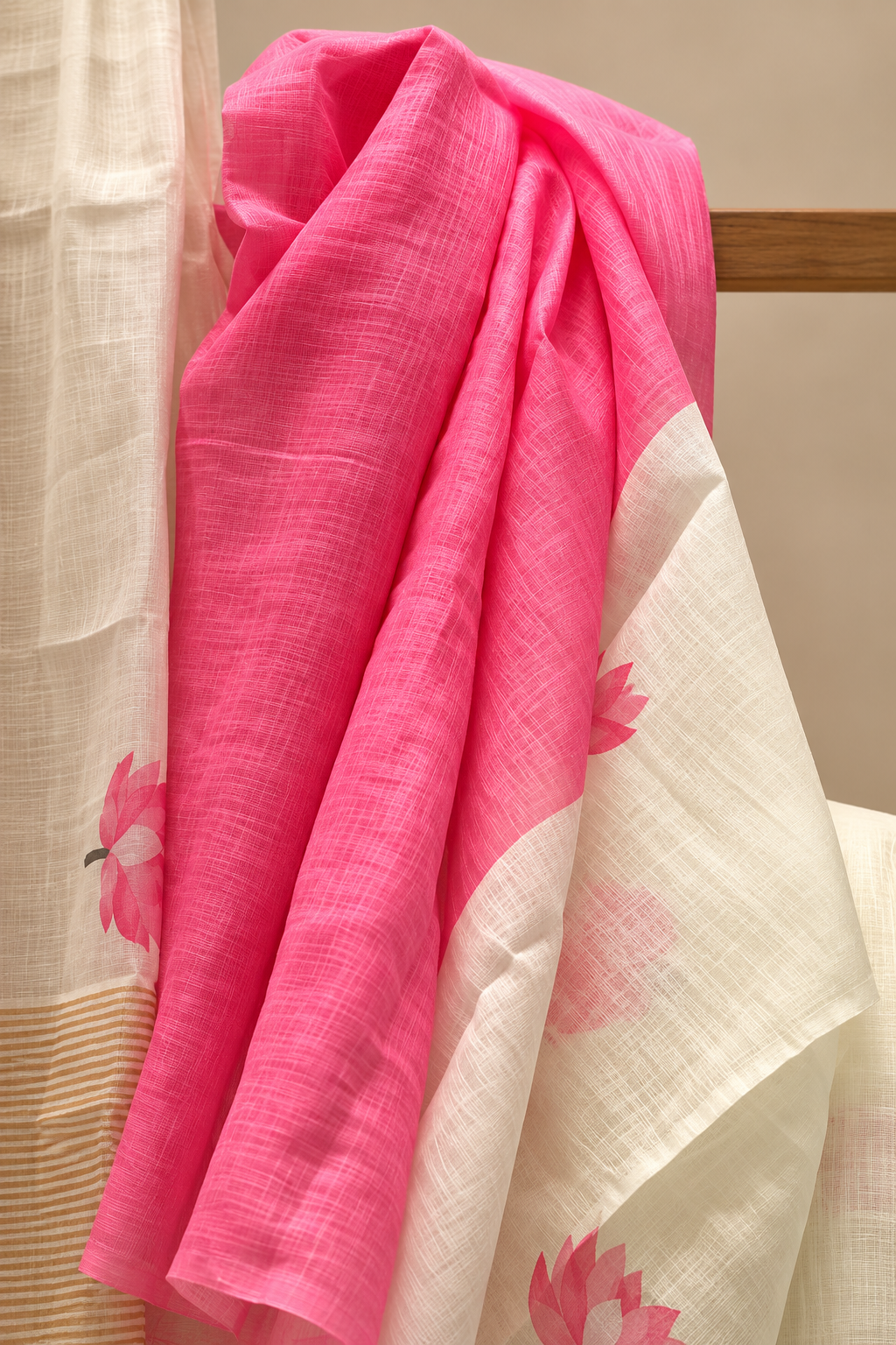 Lotus Motif Cotton Saree
