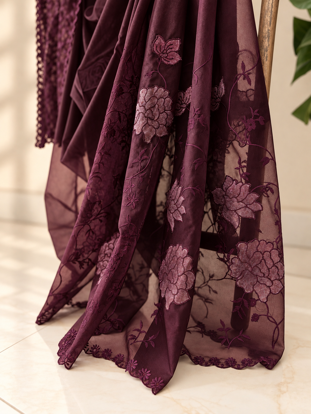 Soft Organza Applique Work Saree