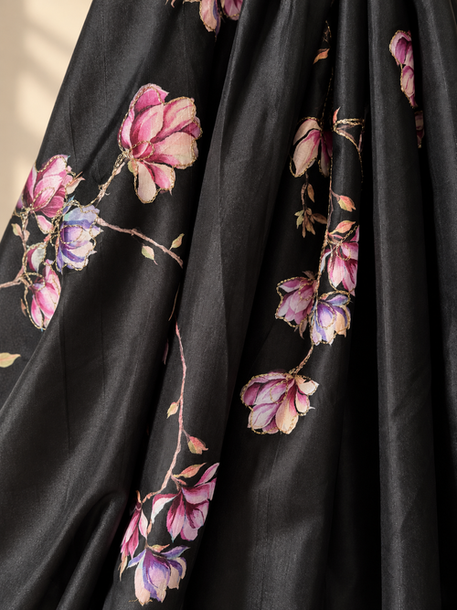 Floral Print Tussar Silk Saree