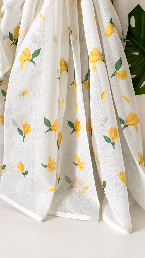 Floral Print Cotton Saree